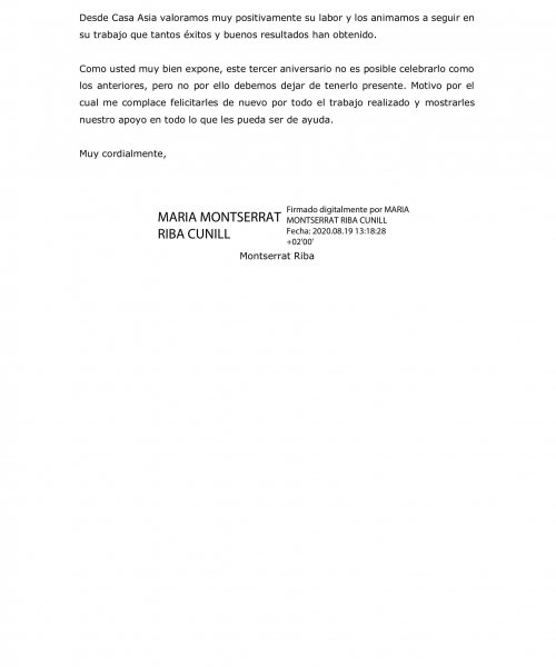 亚洲之家Carta Federación de corporaciones Chinas en España_0002